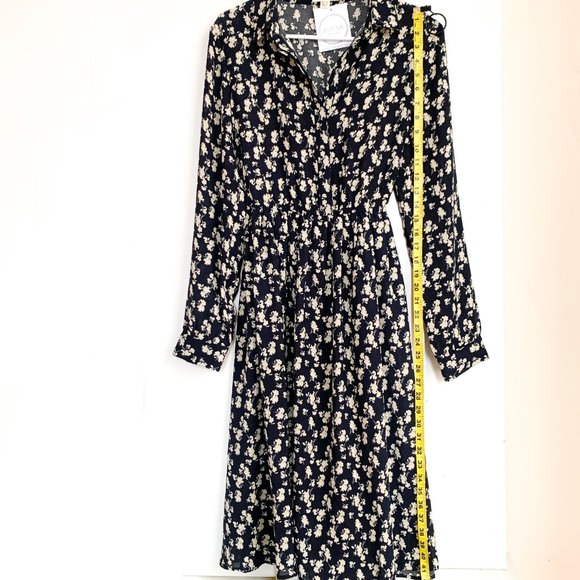NWT the korner navy blossoms midi dress w/collar - Picture 2 of 6